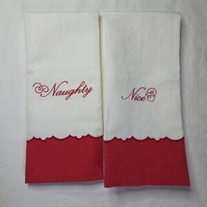 Martha Stewart Collection Christmas Naughty Nice Embroidered Hand Towels Set